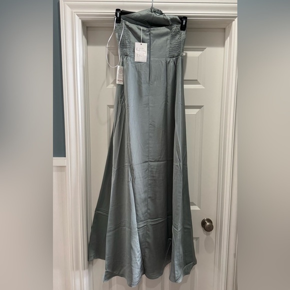 Show me Your Mumu Shannon One Shoulder Dress Silver Sage Luxe Satin Sz S NWT - Picture 7 of 12
